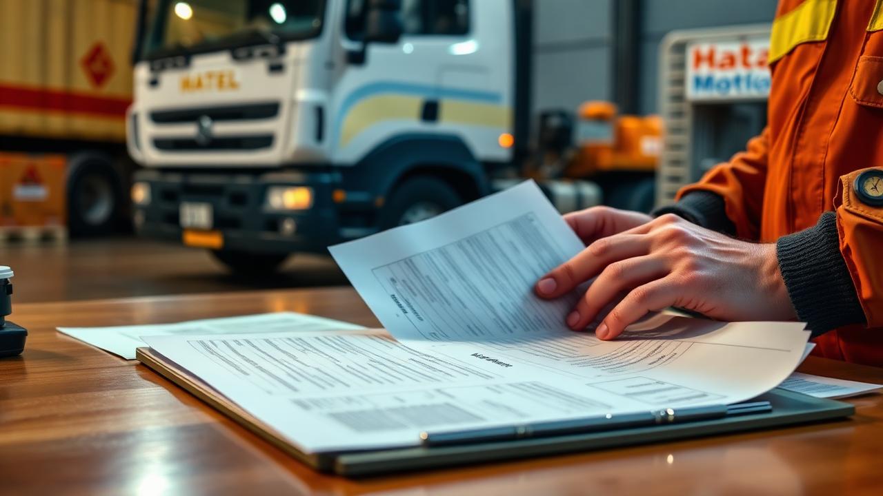 Documentos de transporte de cargas perigosas sobre a mesa